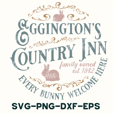 a sign for a country inn with a rabbit on it