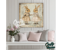 Vintage Easter Bunnies Canvas Sign