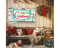 Mid Century Merry Christmas Canvas Sign