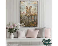 Rustic Easter Bunny Canvas Sign