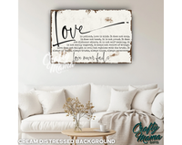 Love Never Fails Canvas Sign