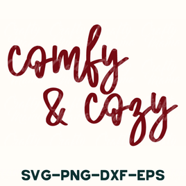 the words comfy and cozy are drawn in red ink