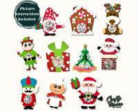 a group of christmas themed items on a white background