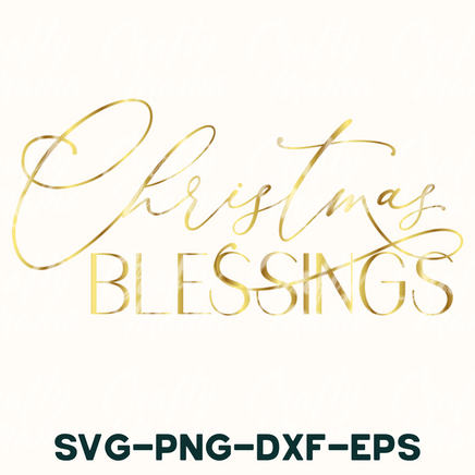 a white and gold christmas card with the words christmas blessing