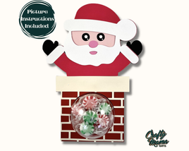 a christmas decoration with a santa clause on top of a brick wall