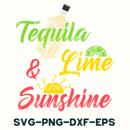 a bottle of tequila and lime and sunshine svg - dxf - eps