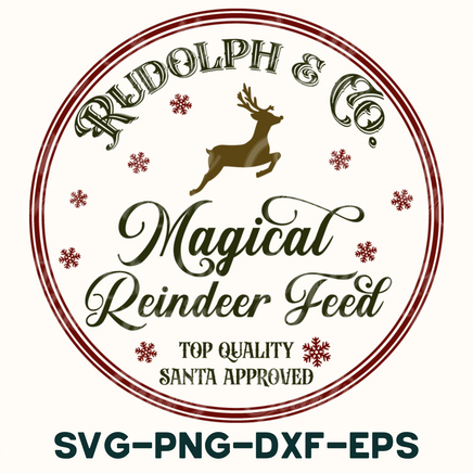 the logo for rudolph & co's christmas reindeer feed