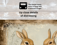 Vintage Easter Bunnies Canvas Sign