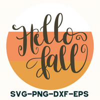 Hello Fall Round Sign Svg