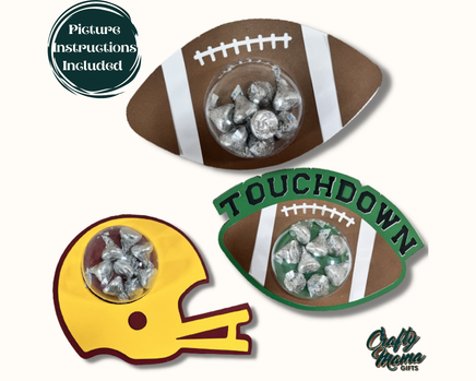 a football, football helmet, and football stickers