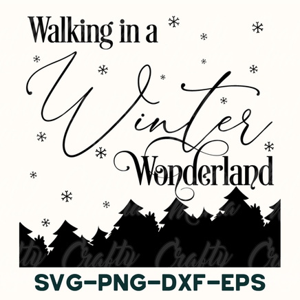 a winter wonderland svg file with trees and snowflakes