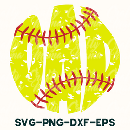 Distressed Softball Dad Svg