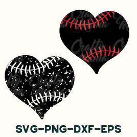 Distressed Baseball Hearts