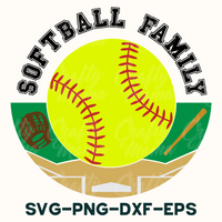 Softball Family Round Sign Svg