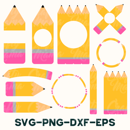 School Svg, Pencil Monogram