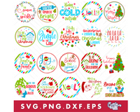 Colorful Christmas Round Sign Bundle #1