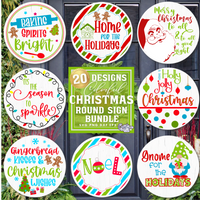 Colorful Christmas Round Sign Bundle #1