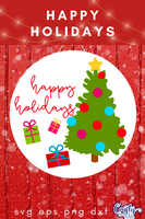 Happy Holidays Colorful Christmas Round SVG