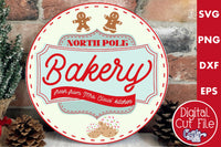 North Pole Bakery Round Retro Sign