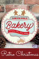 North Pole Bakery Round Retro Sign