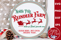 North Pole Reindeer Farm Round Sign