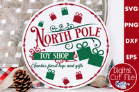 Santa's Toy Shop Vintage Christmas Round Sign