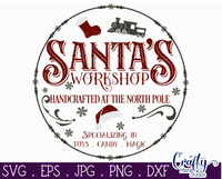 Santa's Workshop Round SVG