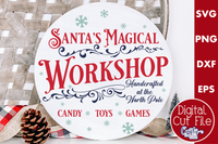 Santa's Workshop Vintage Round Sign