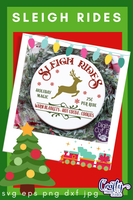 Reindeer Sleigh Rides Round SVG