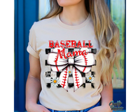 Retro Checkered Baseball Mama Bow