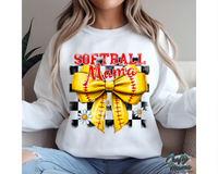 Retro Checkered Softball Mama Bow