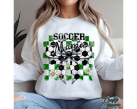 Retro Checkered Soccer Mama Bow