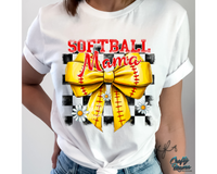 Retro Checkered Softball Mama Bow