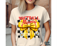 Retro Checkered Softball Mama Bow