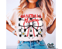 Retro Checkered Baseball Mama Bow