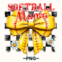 Retro Checkered Softball Mama Bow