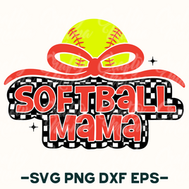 Retro Checkered Softball Mama