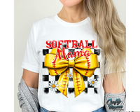 Retro Checkered Softball Mama Bow