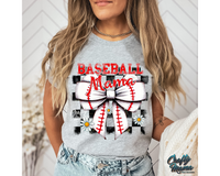 Retro Checkered Baseball Mama Bow