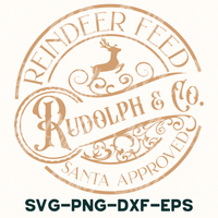 a logo for reindeer feed rudolph and co