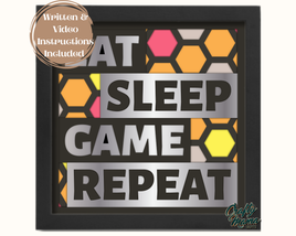 a picture frame with the words at sleep game repeat