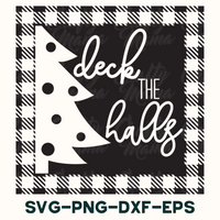 a black and white plaid christmas tree with the words deck the tables