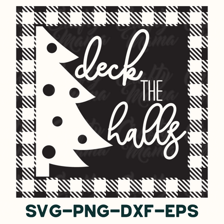 a black and white plaid christmas tree with the words deck the tables