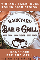 Backyard Bar And Grill Round Svg