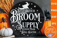 Basic Witch Broom Co Vintage Round Svg