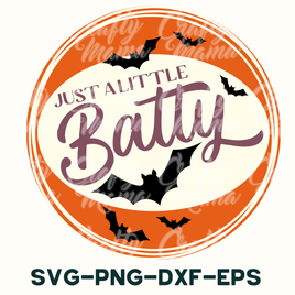 a batty logo with bats flying around it