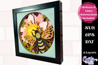 Bee On Flower 3D Shadow Box File