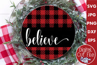 Believe Buffalo Plaid Christmas Round