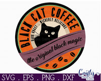 Black Cat Coffee Vintage Round Svg