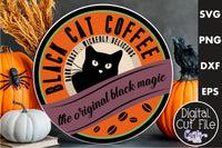 Black Cat Coffee Vintage Round Svg